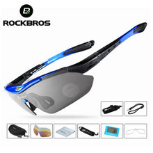 Load image into Gallery viewer, ROCKBROS Polarized Sports Men Sunglasses Road Cycling Glasses Mountain Bike Bicycle Riding Protection Goggles Eyewear 5 Lens