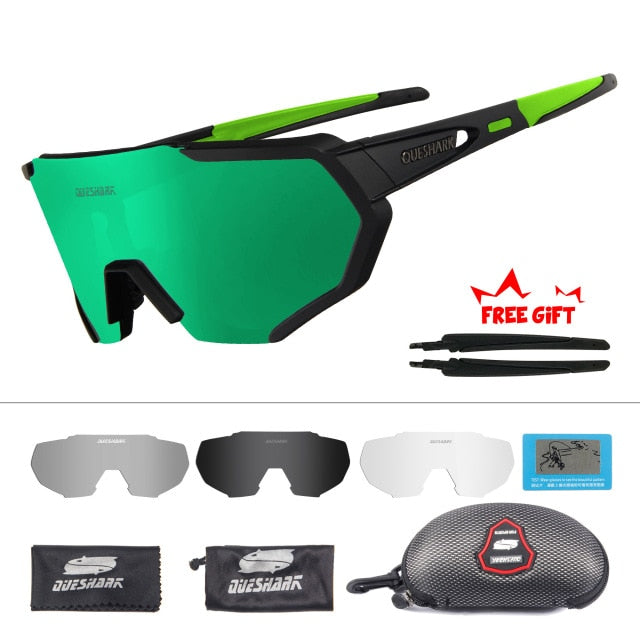 QUESHARK 2019 New Design Polarized Cycling Glasses For Man Women Bike Eyewear Cycling Sunglasses 4 Lens UV400 Sport Glasses