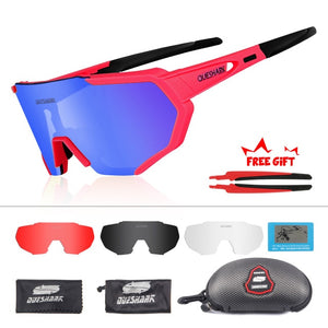 QUESHARK 2019 New Design Polarized Cycling Glasses For Man Women Bike Eyewear Cycling Sunglasses 4 Lens UV400 Sport Glasses