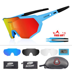 QUESHARK 2019 New Design Polarized Cycling Glasses For Man Women Bike Eyewear Cycling Sunglasses 4 Lens UV400 Sport Glasses