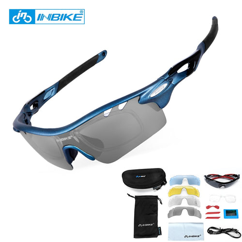 INBIKE Polarized Cycling Glasses 5 Lens MTB Bike Glasses Outdoor Sport Eyewear Men Women Running Driving Bicycle Sunglasses