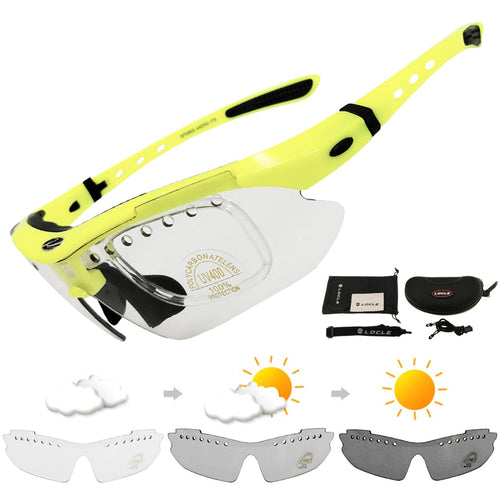 LOCLE Photochromic Cycling Bicycle Bike Glasses Outdoor Sports Bicycle Bike Sunglasses Goggles Bike Eyewear UV400 Gafas Ciclismo