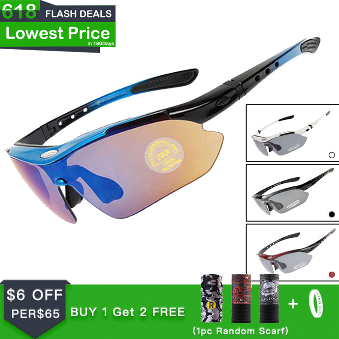 RockBros Polarized Cycling Sun Glasses Outdoor Sports Bicycle Glasses Men Women Bike Sunglasse Eyewear 5 Lens Unisex 29g Goggle